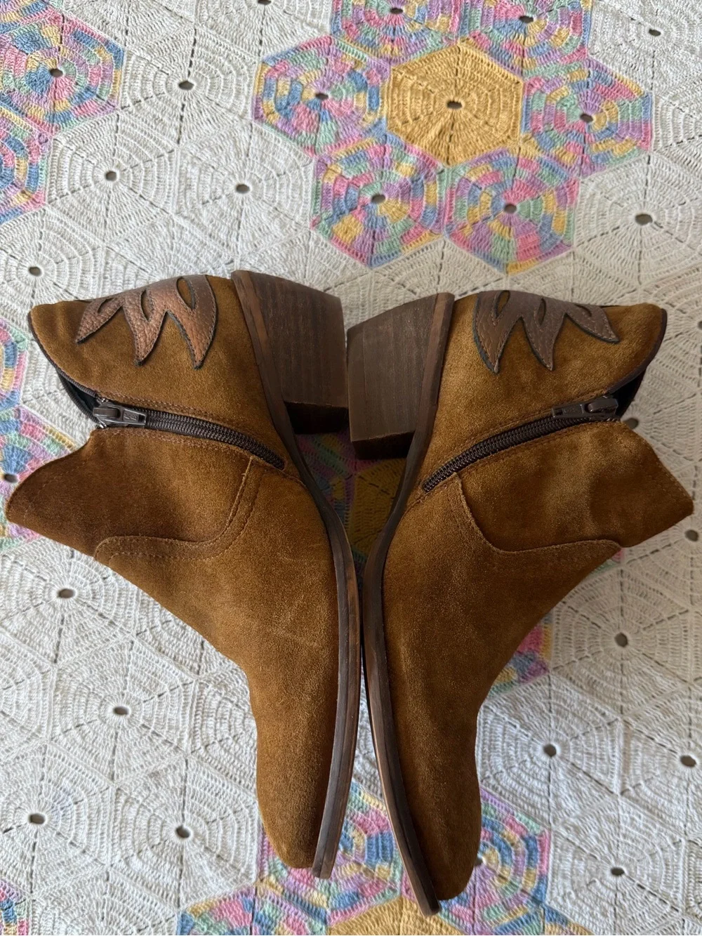 SOLD Anthropologie kanna Spain Leather Booties Metallic Starburst Leather Patch